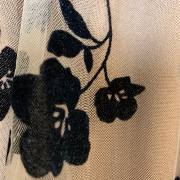 Burnout Velvet Layered Mesh Midi Skirt M Caramel Brown Black Floral Fairy Core - Picture 9 of 12